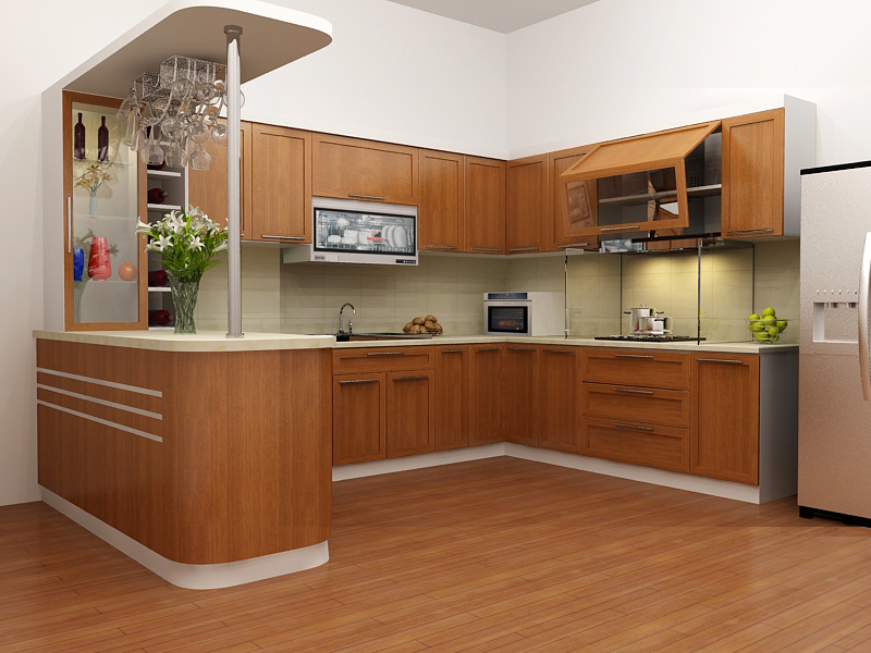 Thi công sàn gỗ bếp mang lại sự ấm cúng, sang trọng và sạch sẽ cho không gian bếp